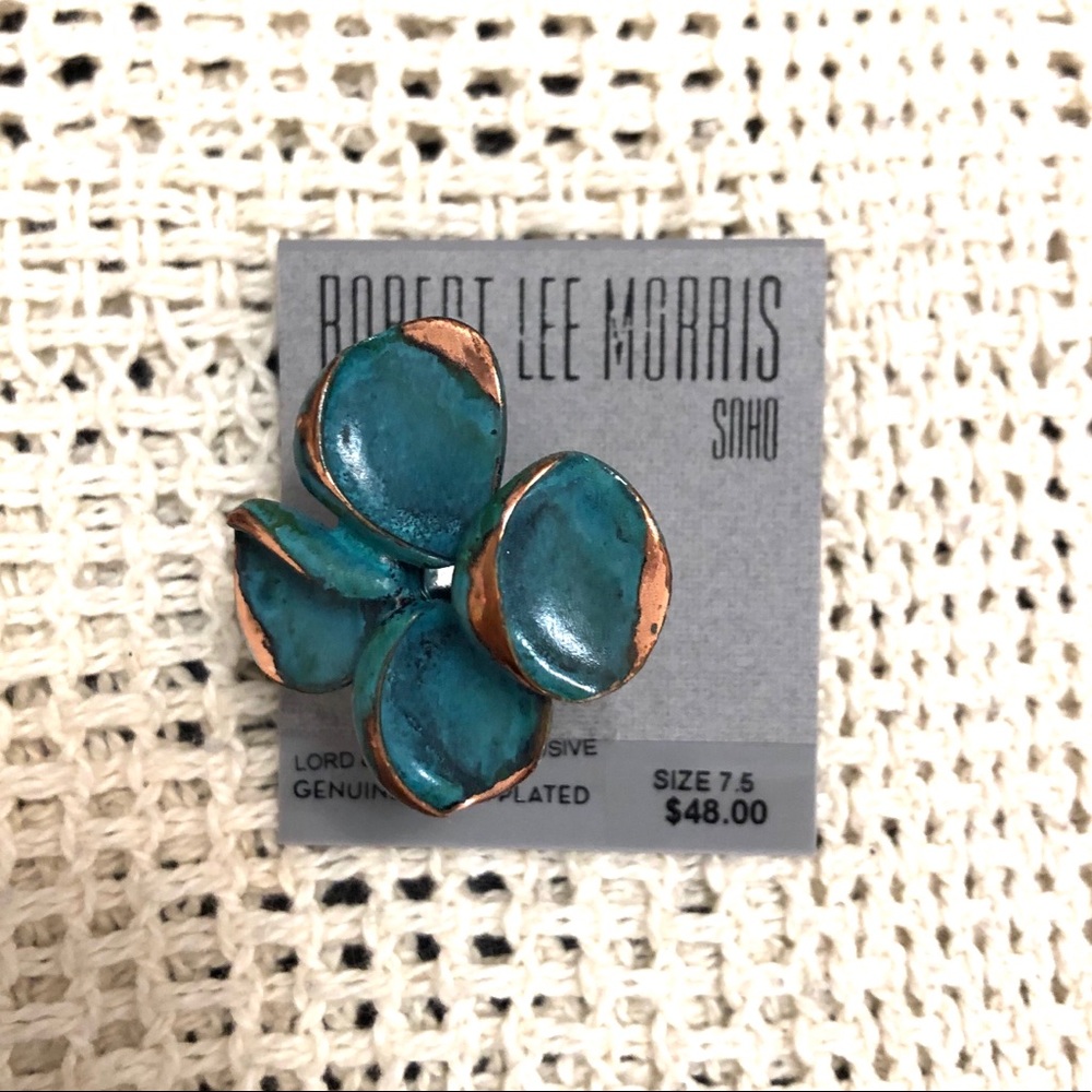 Robert Lee Morris Turquoise Metal Ring Sz 7.5